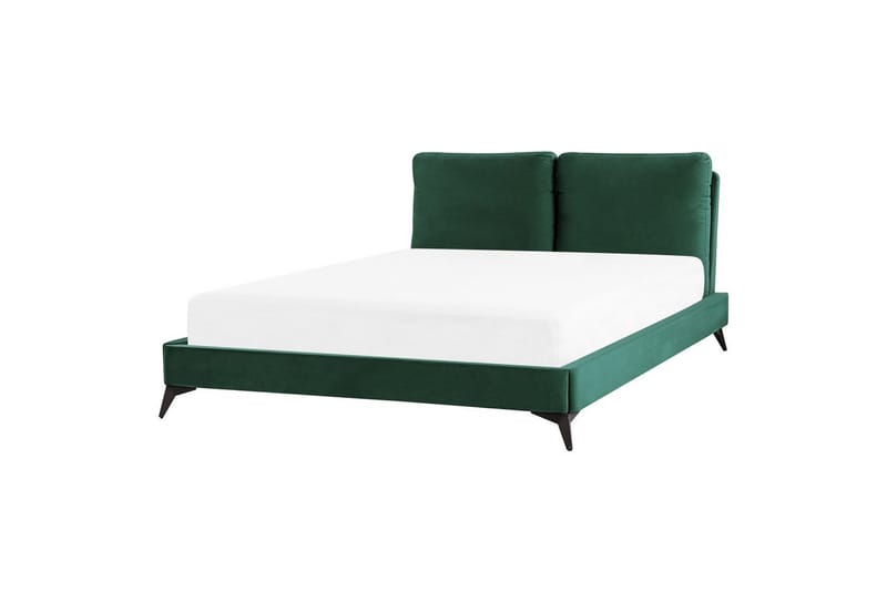 Seng med lamellramme Melle - Grønn, Svart/Fløyel, Grønn, svart/Fløyel, 160x200 cm - Møbler - Senger - Sengeramme & sengestamme