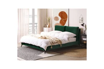 Seng med lamellramme Melle - Grønn, Svart/Fløyel, Grønn, svart/Fløyel, 160x200 cm - Møbler - Senger - Sengeramme & sengestamme