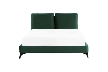 Seng med lamellramme Melle - Grønn, Svart/Fløyel, Grønn, svart/Fløyel, 160x200 cm - Møbler - Senger - Sengeramme & sengestamme