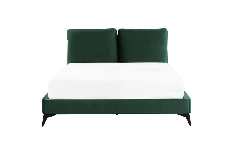 Seng med lamellramme Melle - Grønn, Svart/Fløyel, Grønn, svart/Fløyel, 160x200 cm - Møbler - Senger - Sengeramme & sengestamme
