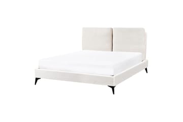 Seng med lamellramme Melle - Hvit, Svart/Bouclé, 140x200 cm - Møbler - Senger - Sengeramme & sengestamme