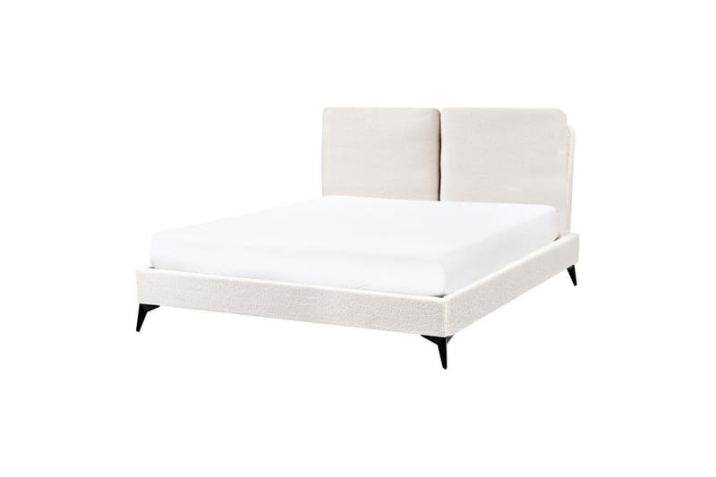 Seng med lamellramme Melle - Hvit, Svart/Bouclé, 140x200 cm - Møbler - Senger - Sengeramme & sengestamme
