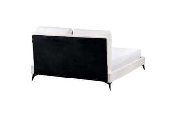 Seng med lamellramme Melle - Hvit, Svart/Bouclé, 140x200 cm - Møbler - Senger - Sengeramme & sengestamme