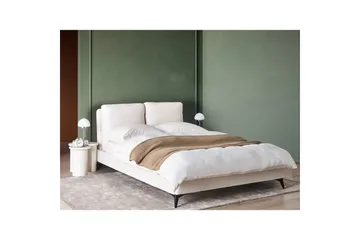 Seng med lamellramme Melle - Hvit, Svart/Bouclé, 140x200 cm - Møbler - Senger - Sengeramme & sengestamme