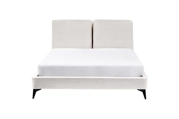 Seng med lamellramme Melle - Hvit, Svart/Bouclé, 140x200 cm - Møbler - Senger - Sengeramme & sengestamme