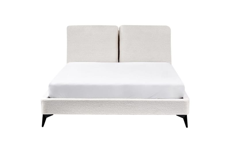 Seng med lamellramme Melle - Hvit, Svart/Bouclé, 140x200 cm - Møbler - Senger - Sengeramme & sengestamme