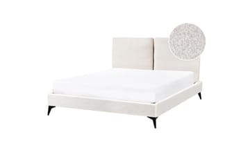 Seng med lamellramme Melle - Hvit, Svart/Bouclé, 140x200 cm - Møbler - Senger - Sengeramme & sengestamme