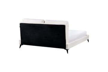 Seng med lamellramme Melle - Hvit, Svart/Bouclé, 160x200 cm - Møbler - Senger - Sengeramme & sengestamme