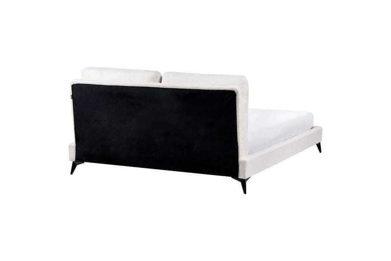 Seng med lamellramme Melle - Hvit, Svart/Bouclé, 160x200 cm - Møbler - Senger - Sengeramme & sengestamme