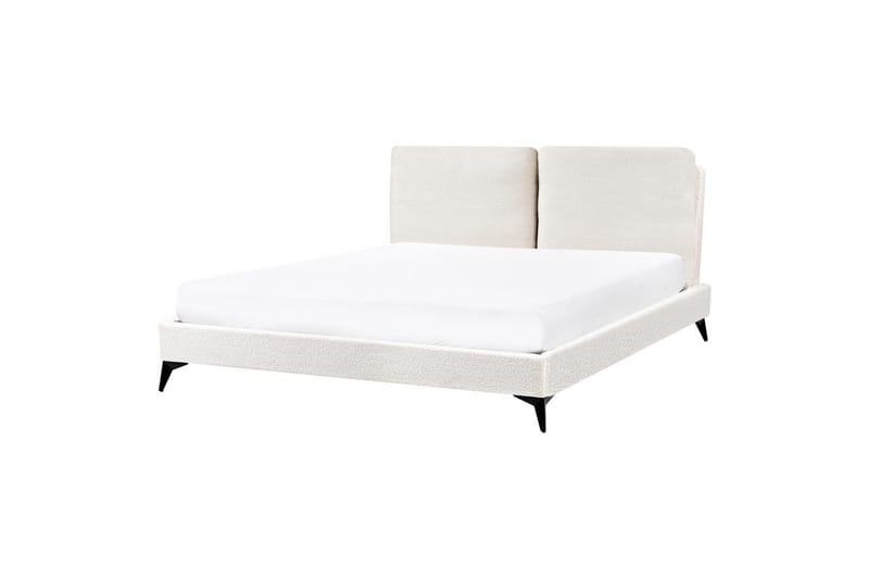 Seng med lamellramme Melle - Hvit, Svart/Bouclé, 160x200 cm - Møbler - Senger - Sengeramme & sengestamme