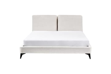 Seng med lamellramme Melle - Hvit, Svart/Bouclé, 160x200 cm - Møbler - Senger - Sengeramme & sengestamme