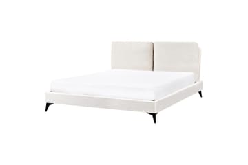 Seng med lamellramme Melle - Hvit, Svart/Bouclé, 160x200 cm - Møbler - Senger - Sengeramme & sengestamme