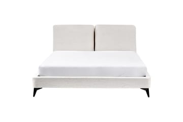 Seng med lamellramme Melle - Hvit, Svart/Bouclé, 160x200 cm - Møbler - Senger - Sengeramme & sengestamme