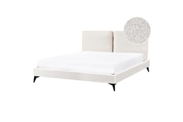 Seng med lamellramme Melle - Hvit, Svart/Bouclé, 160x200 cm - Møbler - Senger - Sengeramme & sengestamme