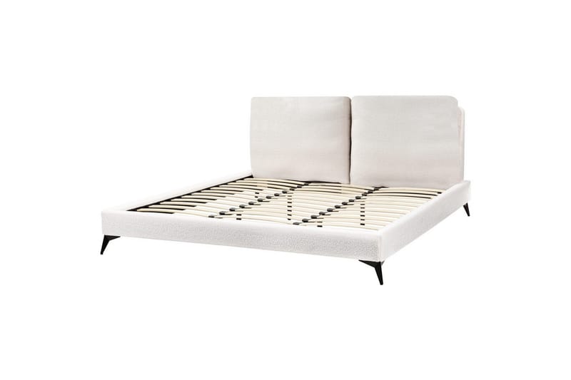 Seng med lamellramme Melle - Hvit, Svart/Bouclé, 180x200 cm - Møbler - Senger - Sengeramme & sengestamme