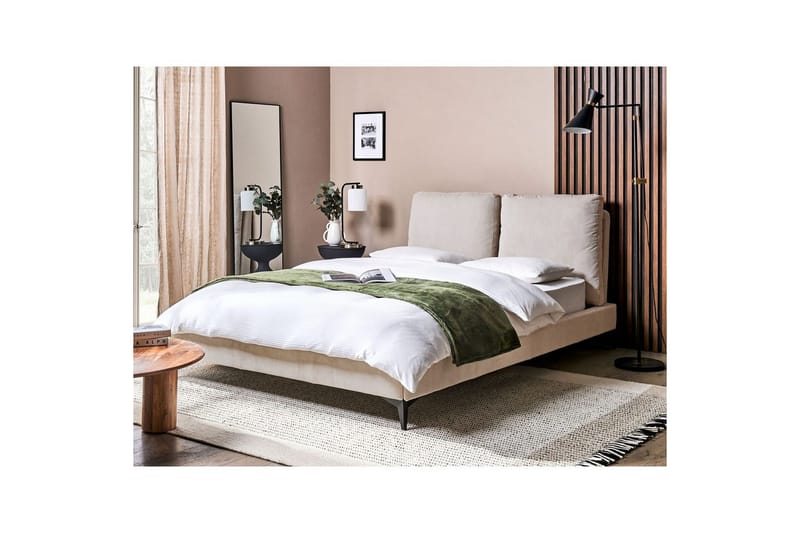 Seng med lamellramme Melle - Lys beige/Mansjettstoff, Lysebeige/Manchestertøy, Lys beige/Kordfløyel, Lys beige/Manchester, 140x200 cm - Møbler - Senger - Sengeramme & sengestamme