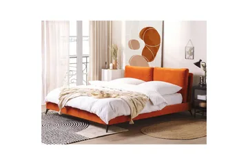 Seng med lamellramme Melle - Oransje, svart/Fløyel, Oransje, svart/fløyel, 180x200 cm - Møbler - Senger - Sengeramme & sengestamme