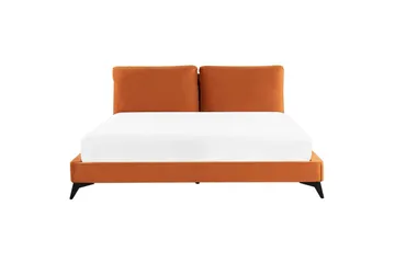 Seng med lamellramme Melle - Oransje, svart/Fløyel, Oransje, svart/fløyel, 180x200 cm - Møbler - Senger - Sengeramme & sengestamme