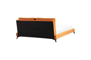 Seng med lamellramme Melle - Oransje, svart/Fløyel, Oransje, svart/fløyel, 180x200 cm - Møbler - Senger - Sengeramme & sengestamme
