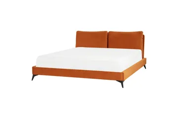 Seng med lamellramme Melle - Oransje, svart/Fløyel, Oransje, svart/fløyel, 180x200 cm - Møbler - Senger - Sengeramme & sengestamme