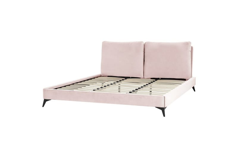 Seng med lamellramme Melle - Rosa, Svart/Fløyel, Rosa, svart/fløyel, Rosa, Svart/Velur, Rosa, Svart/Sateng, 180x200 cm - Møbler - Senger - Sengeramme & sengestamme
