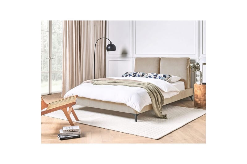 Seng med lamellramme Melle - Taupe/Manchesterstoff, Taupe/cordfløyel, 140x200 cm - Møbler - Senger - Sengeramme & sengestamme