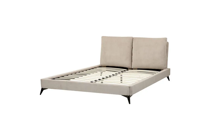 Seng med lamellramme Melle, Taupe/Manchesterstoff, Taupe/cordfløyel, 160x200 cm