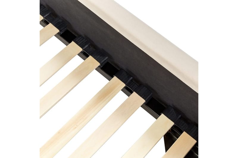 Seng med lamellramme Metz - Beige, Sølv/Fløyel, 90x200 cm - Møbler - Senger - Sengeramme & sengestamme