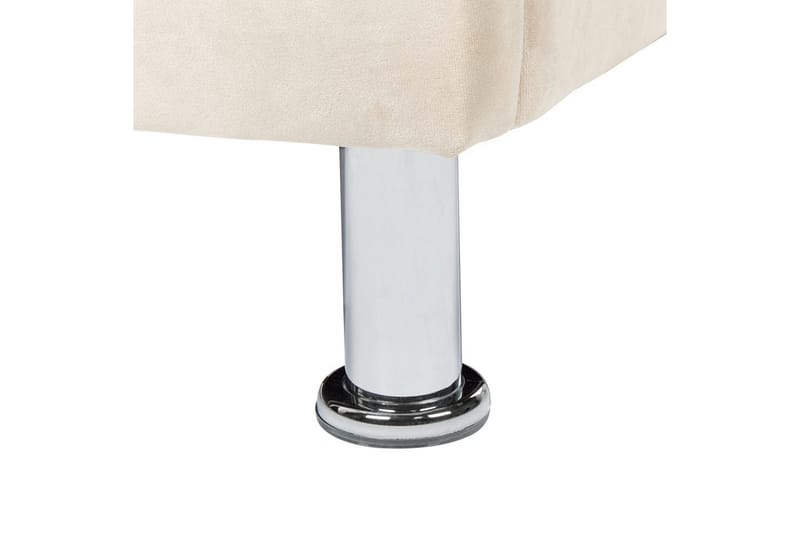 Seng med lamellramme Metz - Beige, Sølv/Fløyel, 90x200 cm - Møbler - Senger - Sengeramme & sengestamme