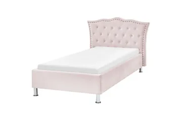 Seng med lamellramme Metz - Rosa, Sølv/Velur, Rosa, Sølv/Fløyel, 90x200 cm - Møbler - Senger - Sengeramme & sengestamme