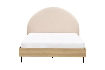 Seng med lamellramme Millay - Beige, lyst tre, svart/bouclé, Beige, lyst tre, svart/Bouclé, 140x200 cm - Møbler - Senger - Sengeramme & sengestamme