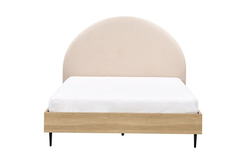 Seng med lamellramme Millay - Beige, lyst tre, svart/bouclé, Beige, lyst tre, svart/Bouclé, 140x200 cm - Møbler - Senger - Sengeramme & sengestamme