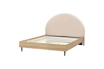 Seng med lamellramme Millay - Beige, lyst tre, svart/bouclé, Beige, lyst tre, svart/Bouclé, 160x200 cm - Møbler - Senger - Sengeramme & sengestamme