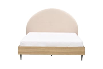 Seng med lamellramme Millay - Beige, lyst tre, svart/bouclé, Beige, lyst tre, svart/Bouclé, 160x200 cm - Møbler - Senger - Sengeramme & sengestamme