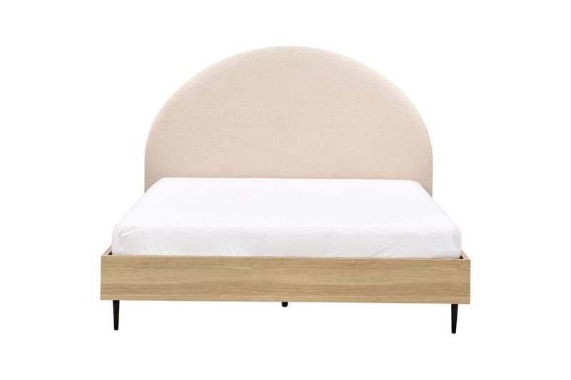 Seng med lamellramme Millay - Beige, lyst tre, svart/bouclé, Beige, lyst tre, svart/Bouclé, 160x200 cm - Møbler - Senger - Sengeramme & sengestamme