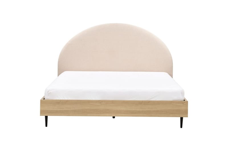 Seng med lamellramme Millay - Beige, lyst tre, svart/bouclé, Beige, lyst tre, svart/Bouclé, 180x200 cm - Møbler - Senger - Sengeramme & sengestamme