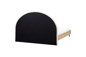 Seng med lamellramme Millay - Beige, lyst tre, svart/bouclé, Beige, lyst tre, svart/Bouclé, 180x200 cm - Møbler - Senger - Sengeramme & sengestamme