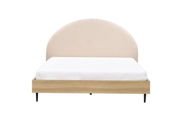 Seng med lamellramme Millay - Beige, lyst tre, svart/bouclé, Beige, lyst tre, svart/Bouclé, 180x200 cm - Møbler - Senger - Sengeramme & sengestamme