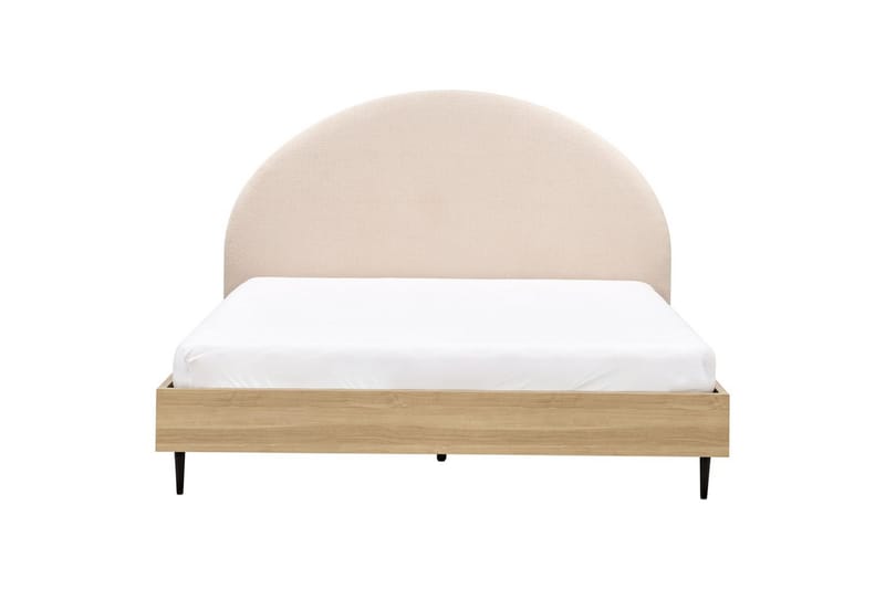 Seng med lamellramme Millay - Beige, lyst tre, svart/bouclé, Beige, lyst tre, svart/Bouclé, 180x200 cm - Møbler - Senger - Sengeramme & sengestamme