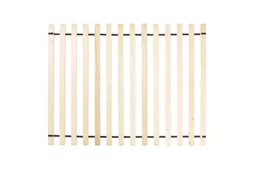 Seng med lamellramme Millay - Hvit, lyst tre, svart/Polyester, Hvit, lyst treverk, svart/polyester, 140x200 cm - Møbler - Senger - Sengeramme & sengestamme