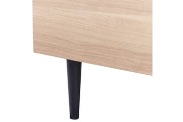 Seng med lamellramme Millay - Hvit, lyst tre, svart/Polyester, Hvit, lyst treverk, svart/polyester, 140x200 cm - Møbler - Senger - Sengeramme & sengestamme