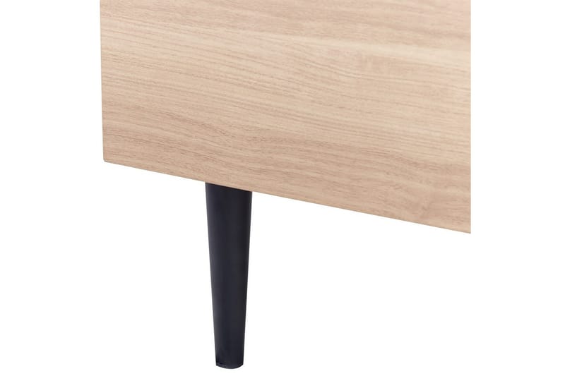 Seng med lamellramme Millay - Hvit, lyst tre, svart/Polyester, Hvit, lyst treverk, svart/polyester, 140x200 cm - Møbler - Senger - Sengeramme & sengestamme