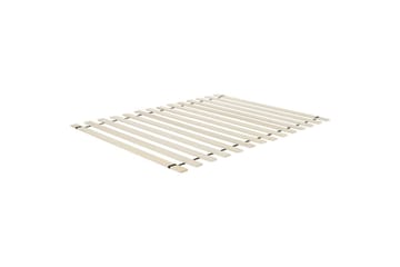 Seng med lamellramme Millay - Hvit, lyst tre, svart/Polyester, Hvit, lyst treverk, svart/polyester, 140x200 cm - Møbler - Senger - Sengeramme & sengestamme