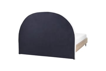 Seng med lamellramme Millay - Hvit, lyst tre, svart/Polyester, Hvit, lyst treverk, svart/polyester, 160x200 cm - Møbler - Senger - Sengeramme & sengestamme
