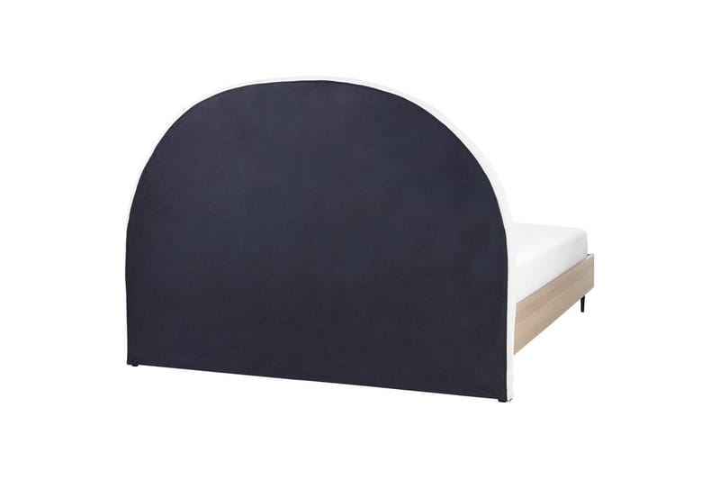 Seng med lamellramme Millay - Hvit, lyst tre, svart/Polyester, Hvit, lyst treverk, svart/polyester, 160x200 cm - Møbler - Senger - Sengeramme & sengestamme