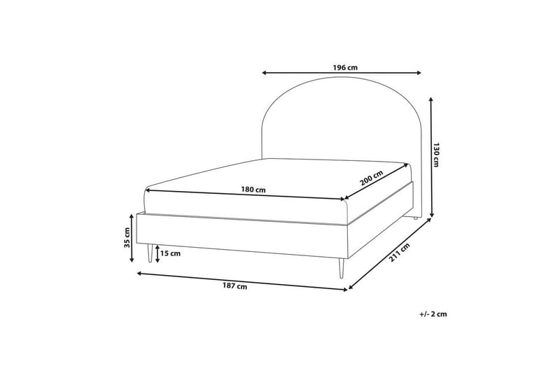 Seng med lamellramme Millay - Hvit, lyst tre, svart/Polyester, Hvit, lyst treverk, svart/polyester, 180x200 cm - Møbler - Senger - Sengeramme & sengestamme