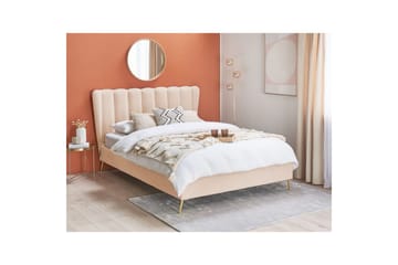 Seng med lamellramme Miribel - Beige, gull, 140x200 cm - Møbler - Senger - Sengeramme & sengestamme
