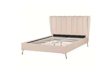 Seng med lamellramme Miribel - Beige, gull, 140x200 cm - Møbler - Senger - Sengeramme & sengestamme
