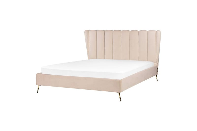Seng med lamellramme Miribel - Beige, gull, 160x200 cm - Møbler - Senger - Sengeramme & sengestamme