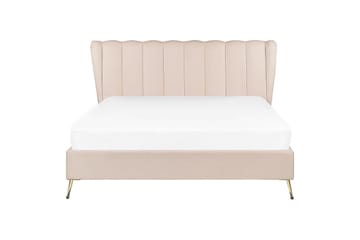 Seng med lamellramme Miribel - Beige, gull, 160x200 cm - Møbler - Senger - Sengeramme & sengestamme